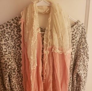 Beautiful blush pink and cream colored lace scarf